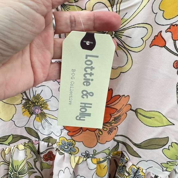 LOTTIE & HOLLIE pink floral mini tiered ruffle sleeve woman boho dress NWT XS,S - Picture 7 of 16